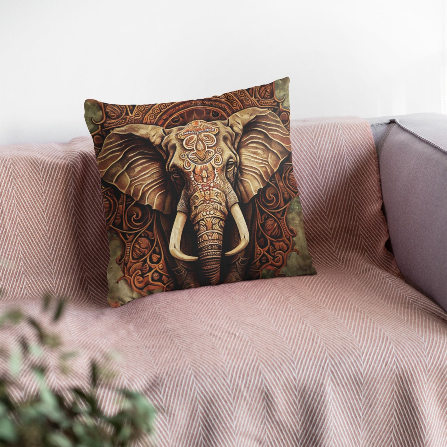 Handmade Boho Elephant Pillow Cover
