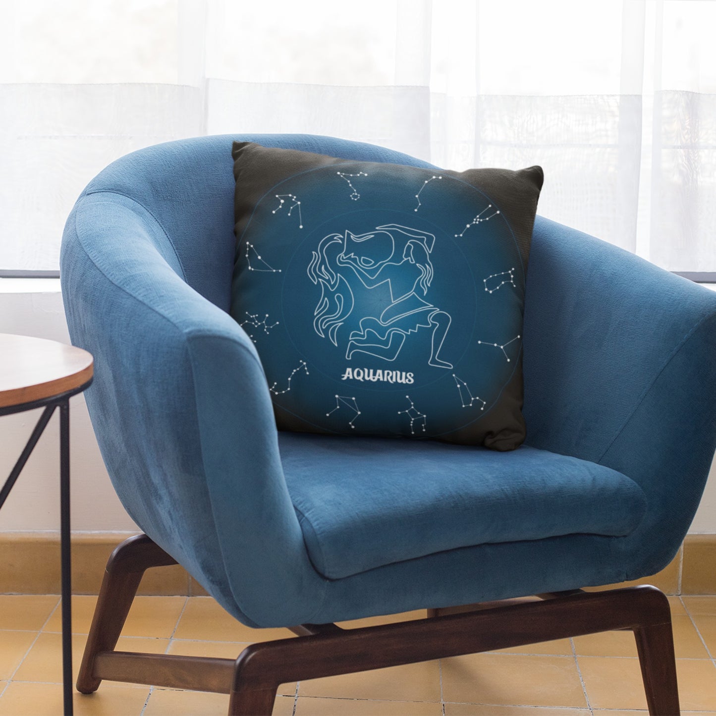 Astrology-inspired Aquarius Decorative Cushion