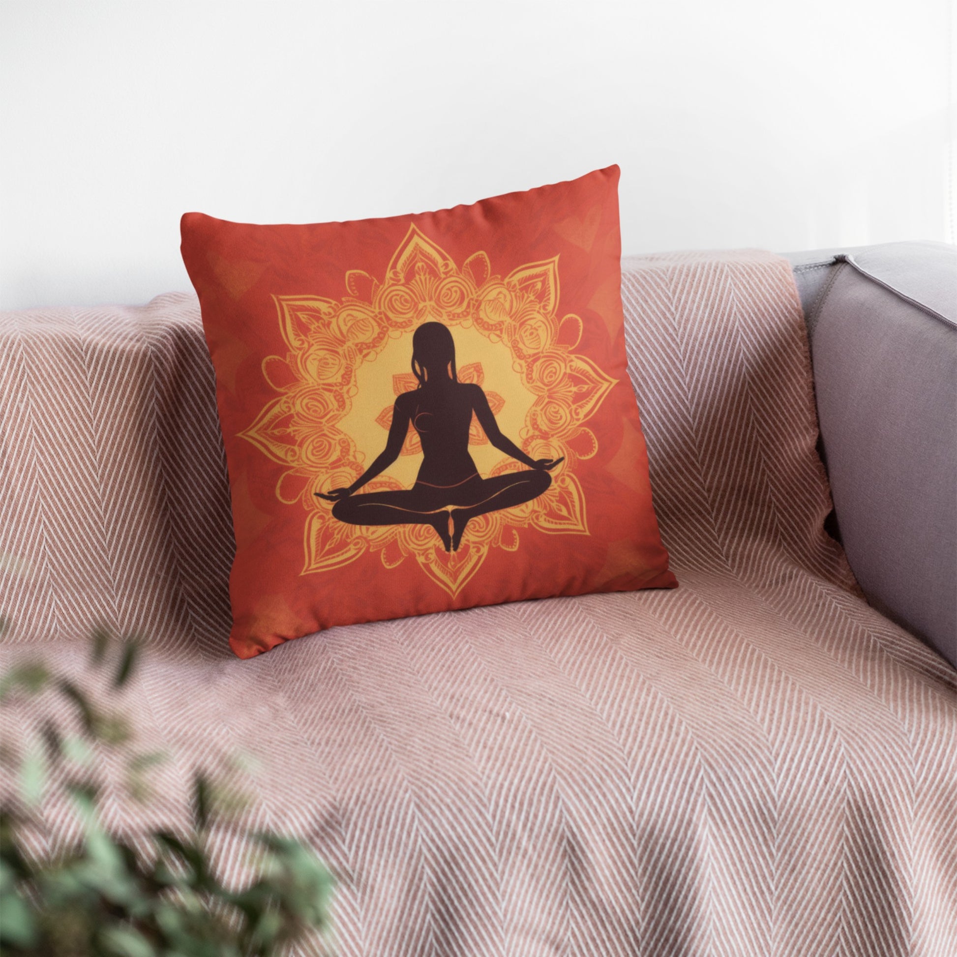 Serene Female Meditator Pillow Design