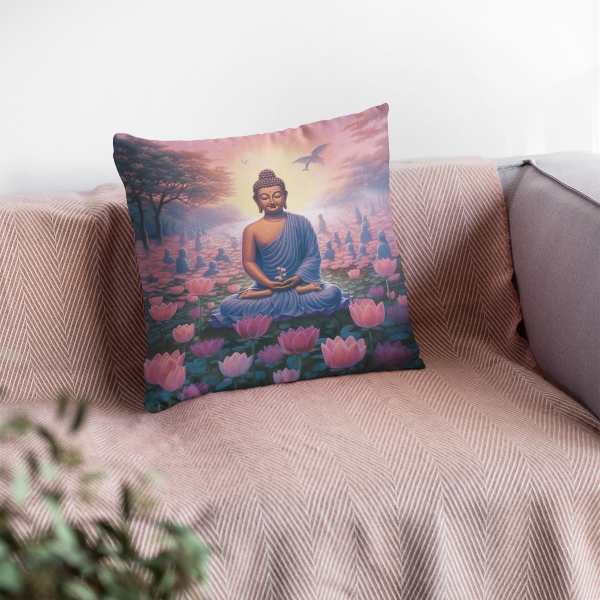 Serene Meditating Buddha Decorative Pillow