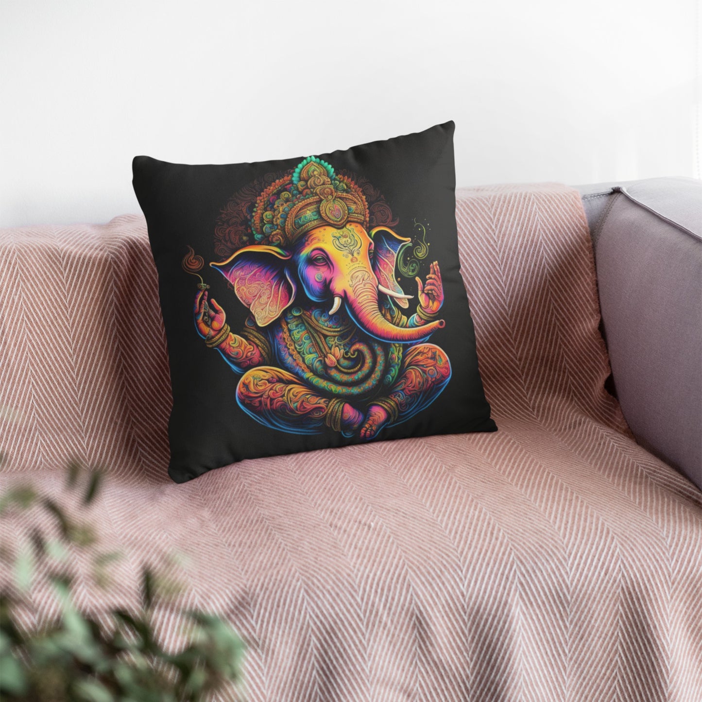 Mindful Elephant Patterned Throw Pillow