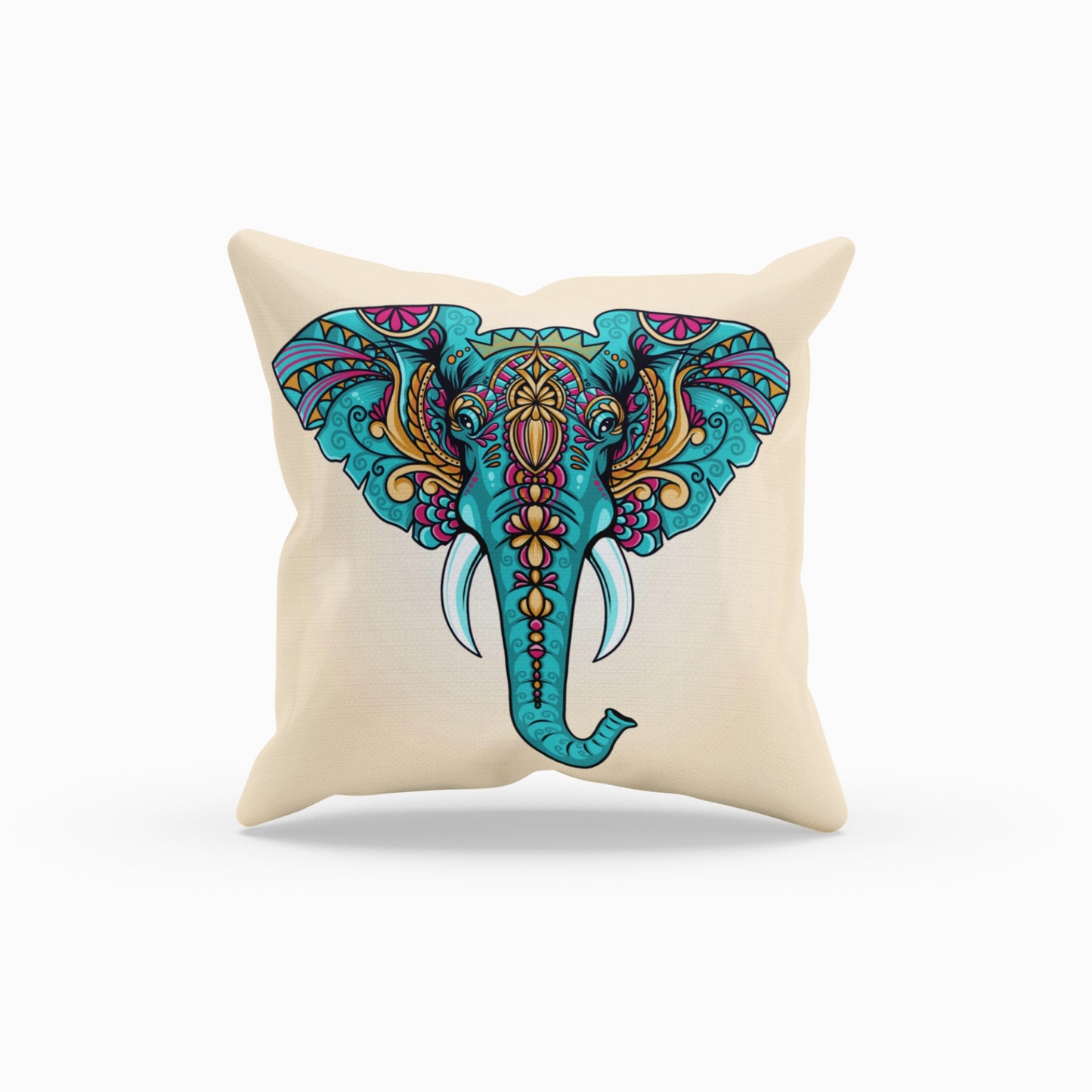 Charming Blue Boho Elephant Accent Pillow