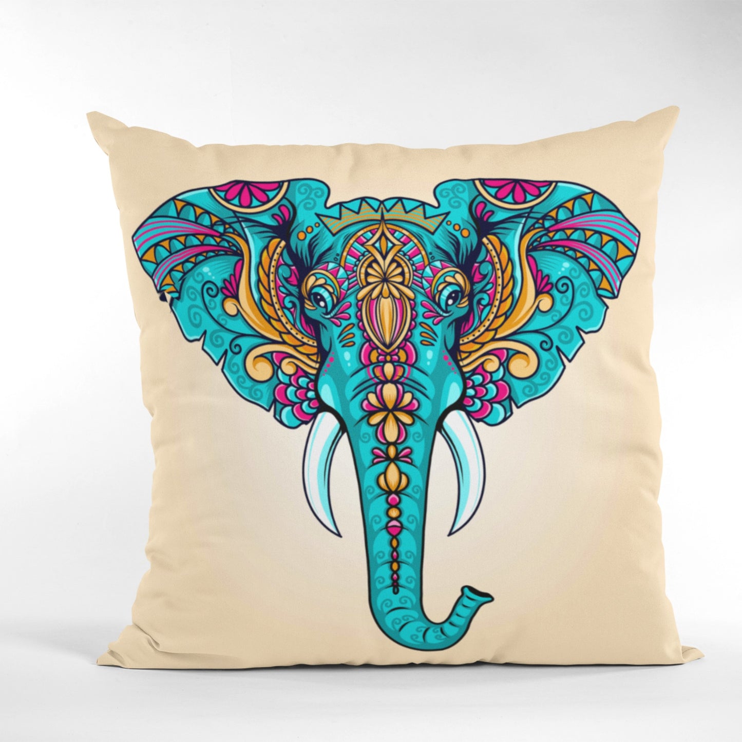 Bohemian Blue Elephant Throw Pillow