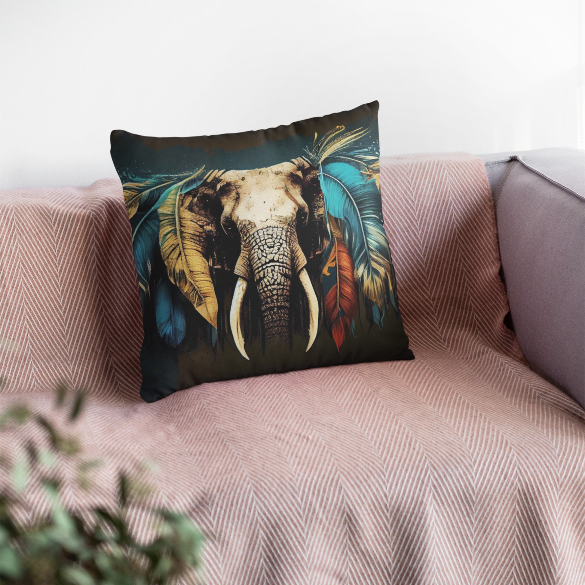 Free-spirited Elephant Pillow Design