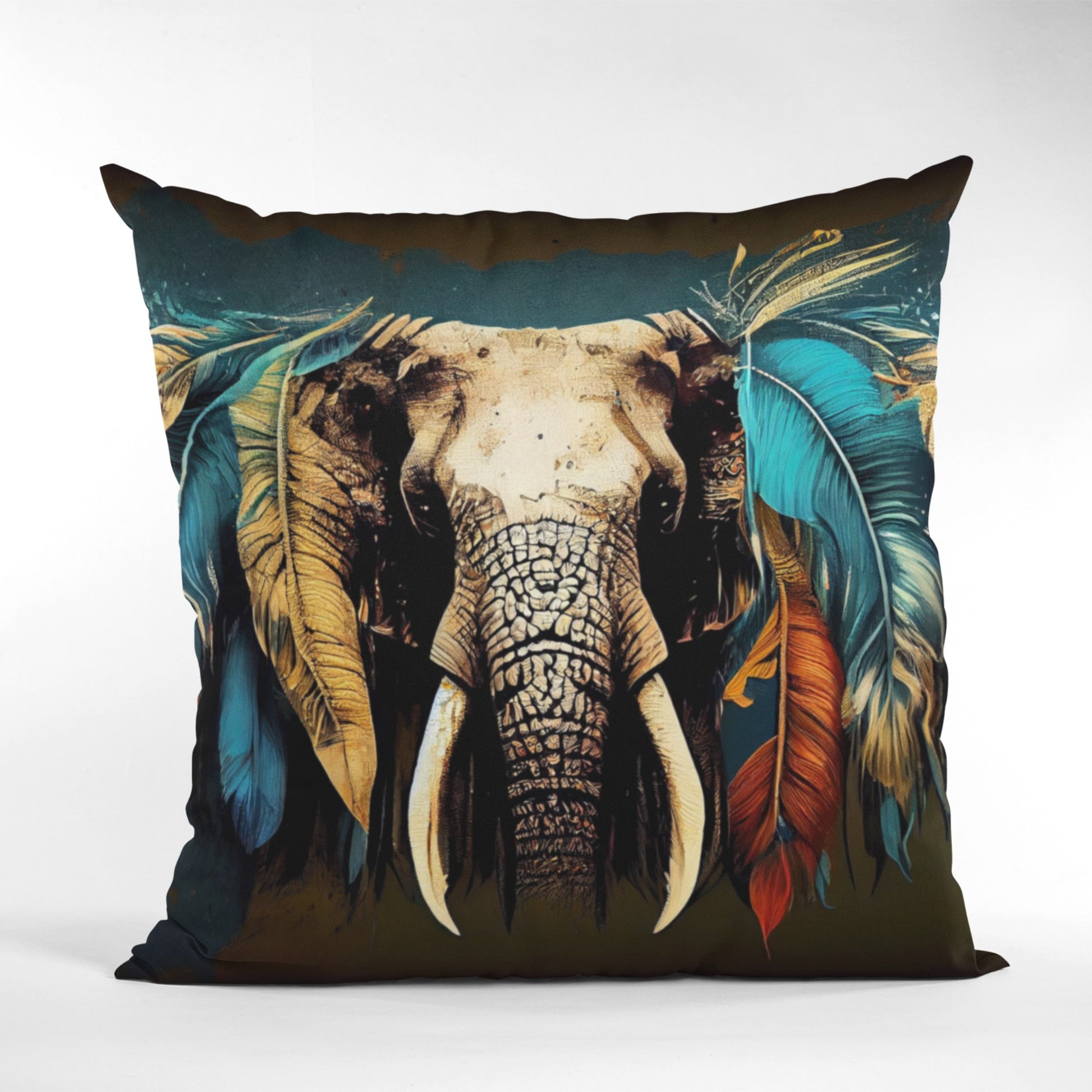 Boho Elephant Pattern Throw Pillow