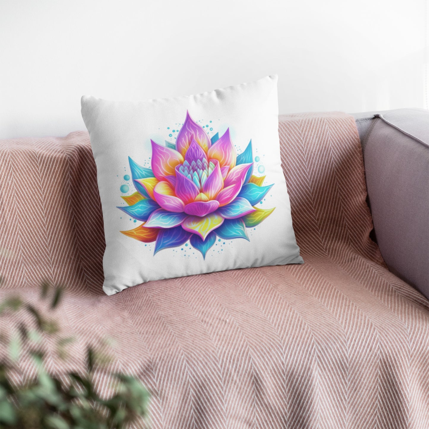 Lotus Flower Pattern Throw Pillow