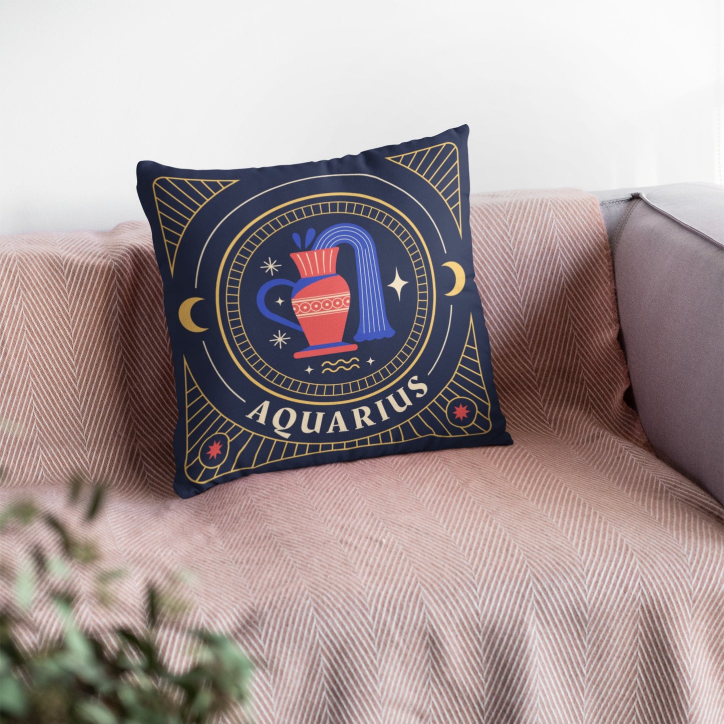 Zodiac-inspired Aquarius Decorative Cushion