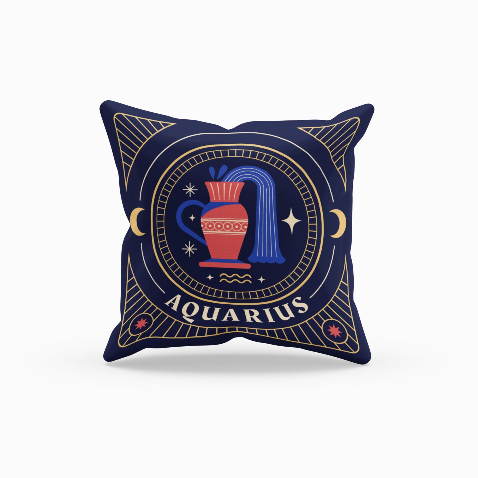 Aquarius Zodiac Patterned Throw Pillow