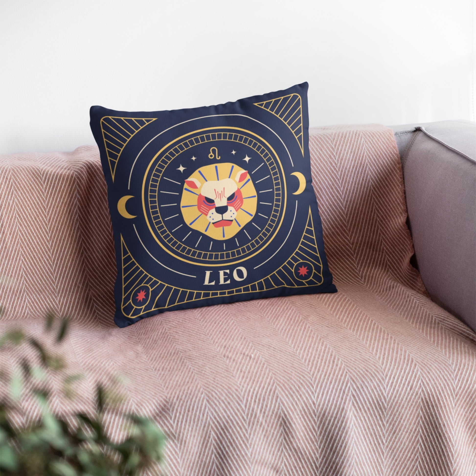 Leo Zodiac Patterned Throw Pillow
