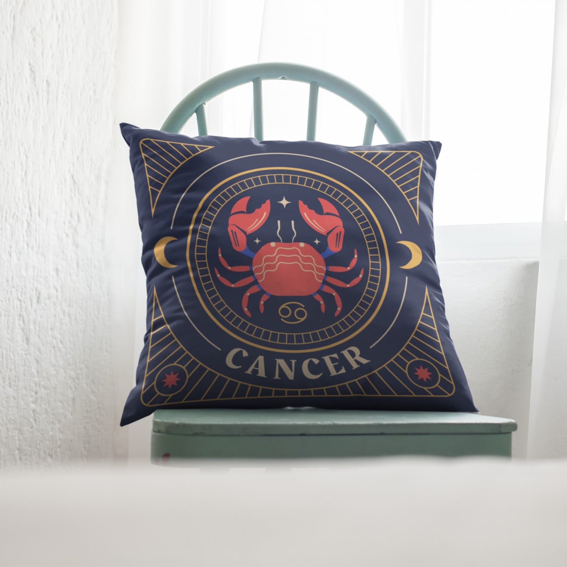Cancer Zodiac Patterned Throw Pillow