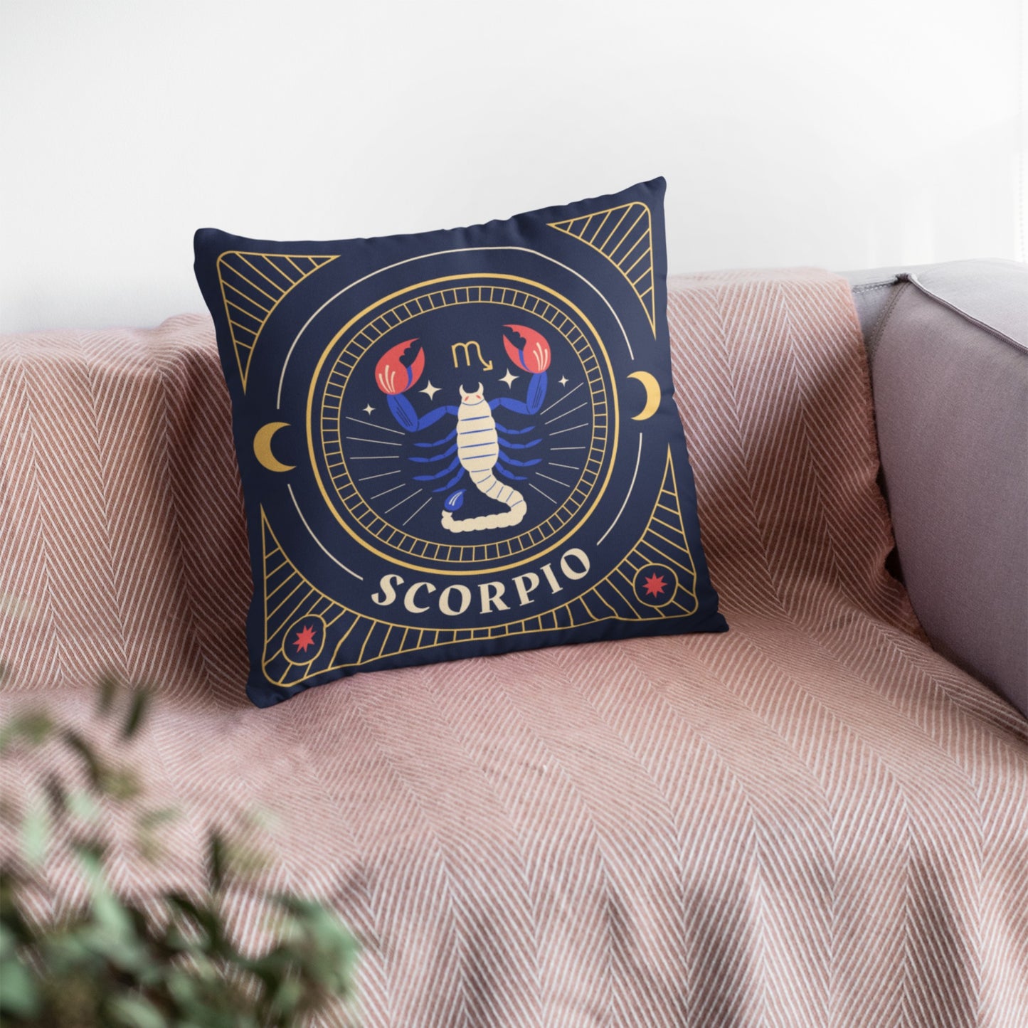 Scorpio Zodiac Patterned Throw Pillow Cover