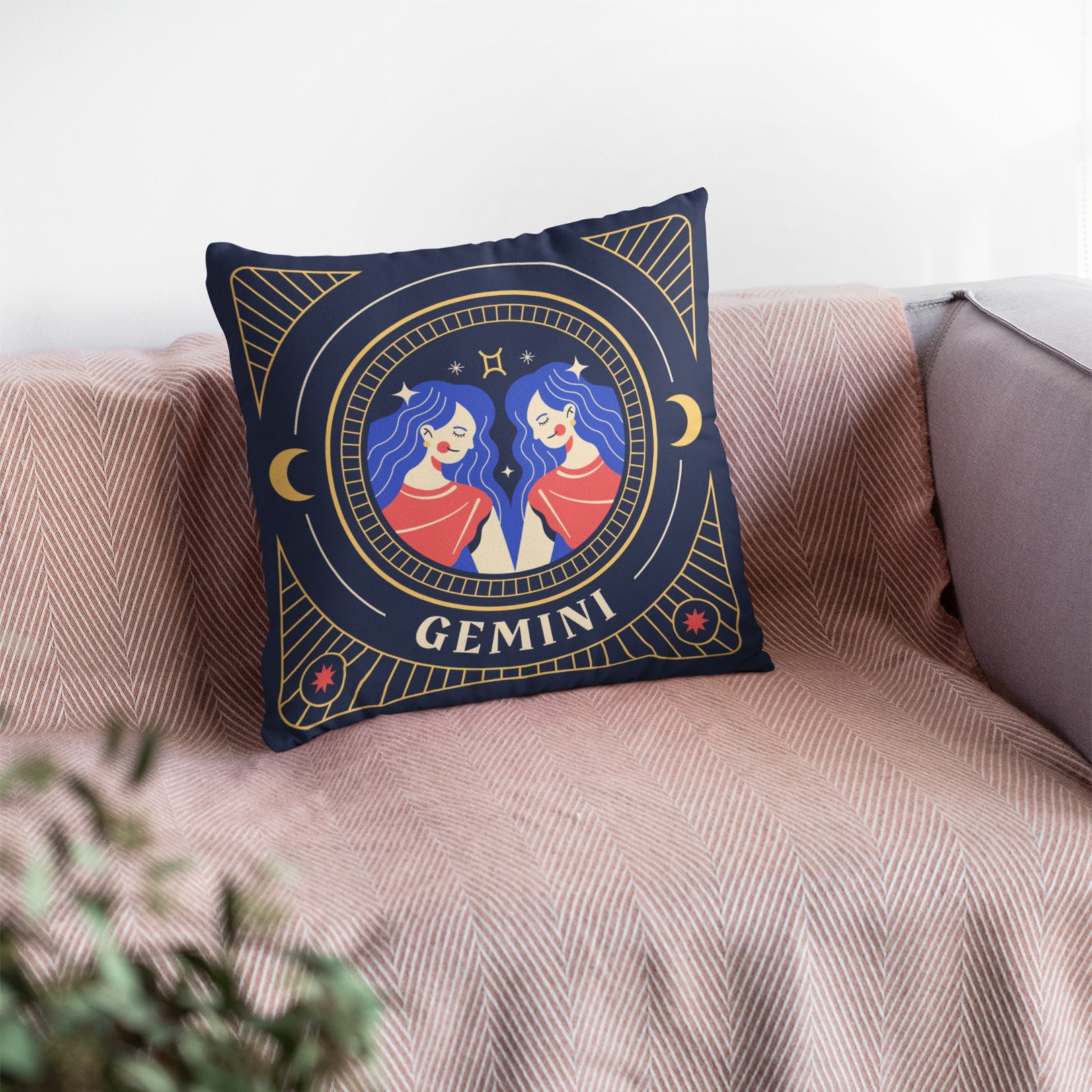 Zodiac-inspired Gemini Decorative Cushion