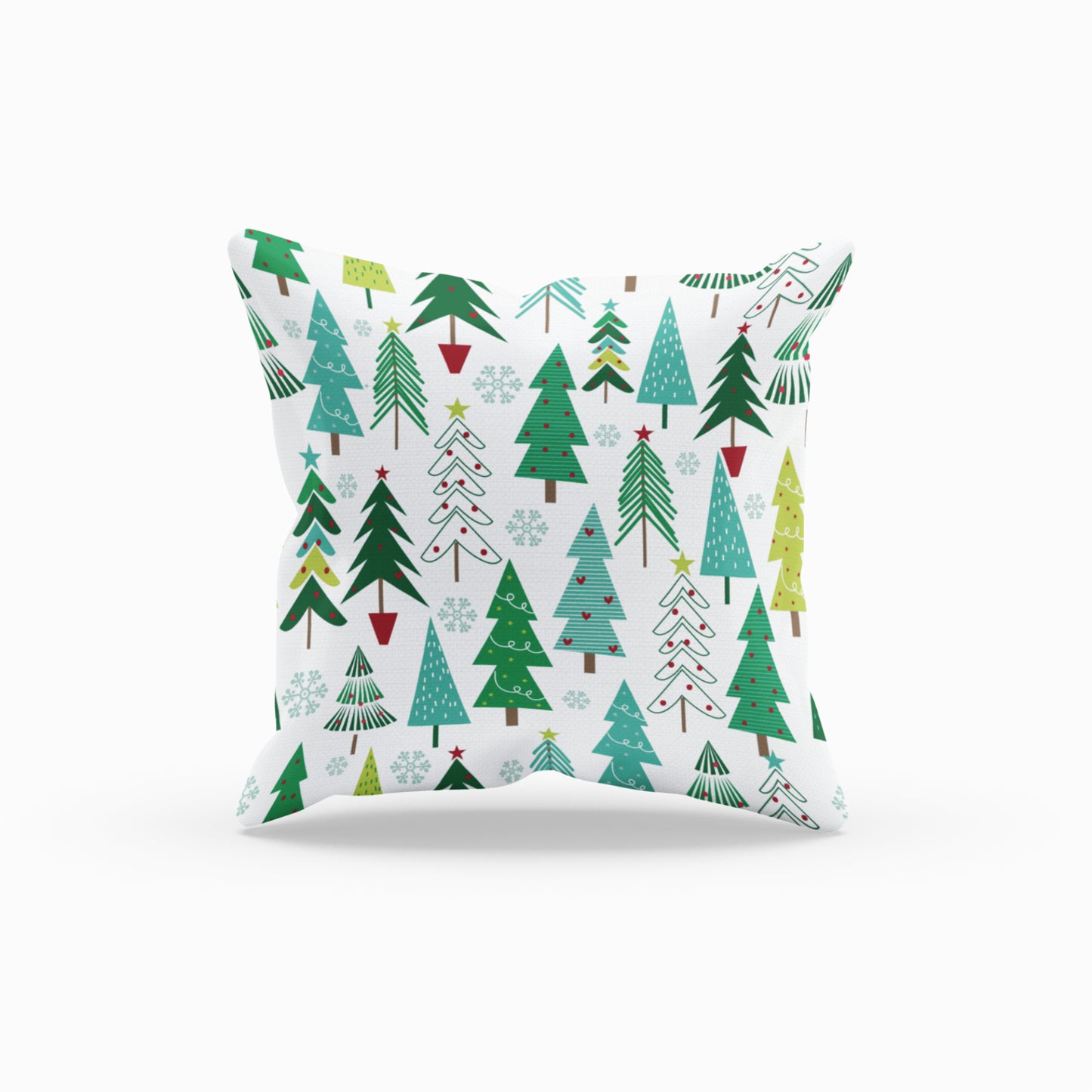 Pillow with Whimsical Christmas Tree Illustration