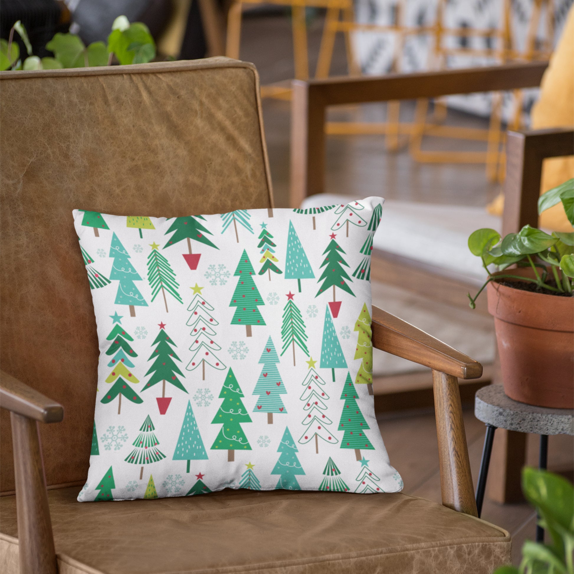 Christmas Pine Tree Pattern Decorative Throw Pillow Cushion