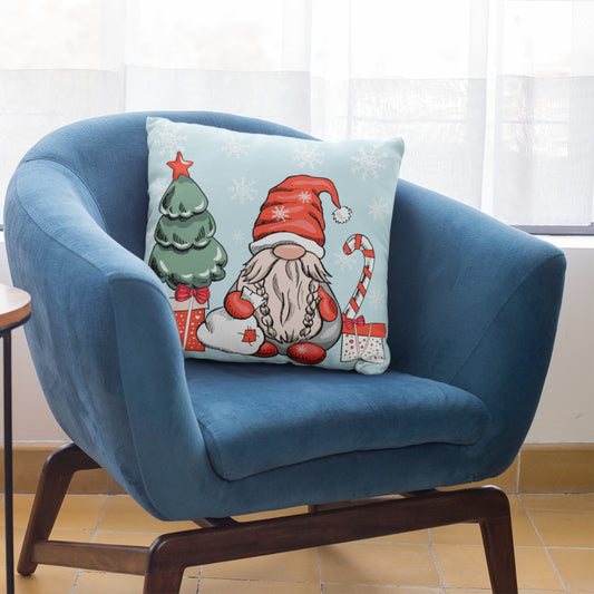 Festive Christmas Gnomes Pattern Throw Pillow Cushion
