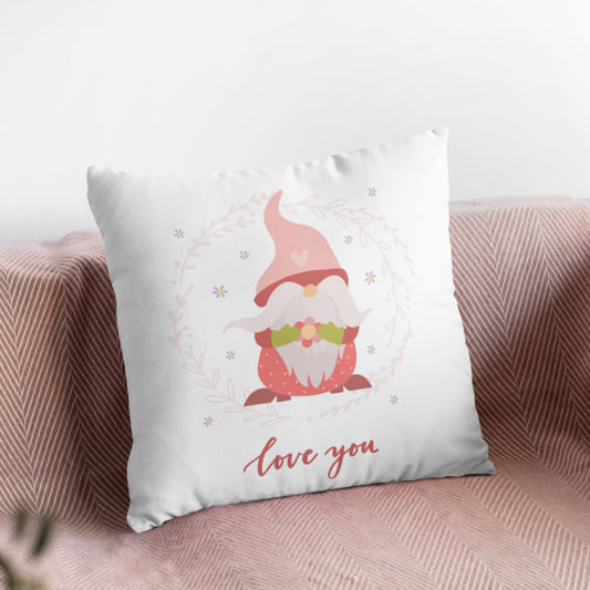 Adorable Gnome Love You Pattern Throw Pillow Cushion