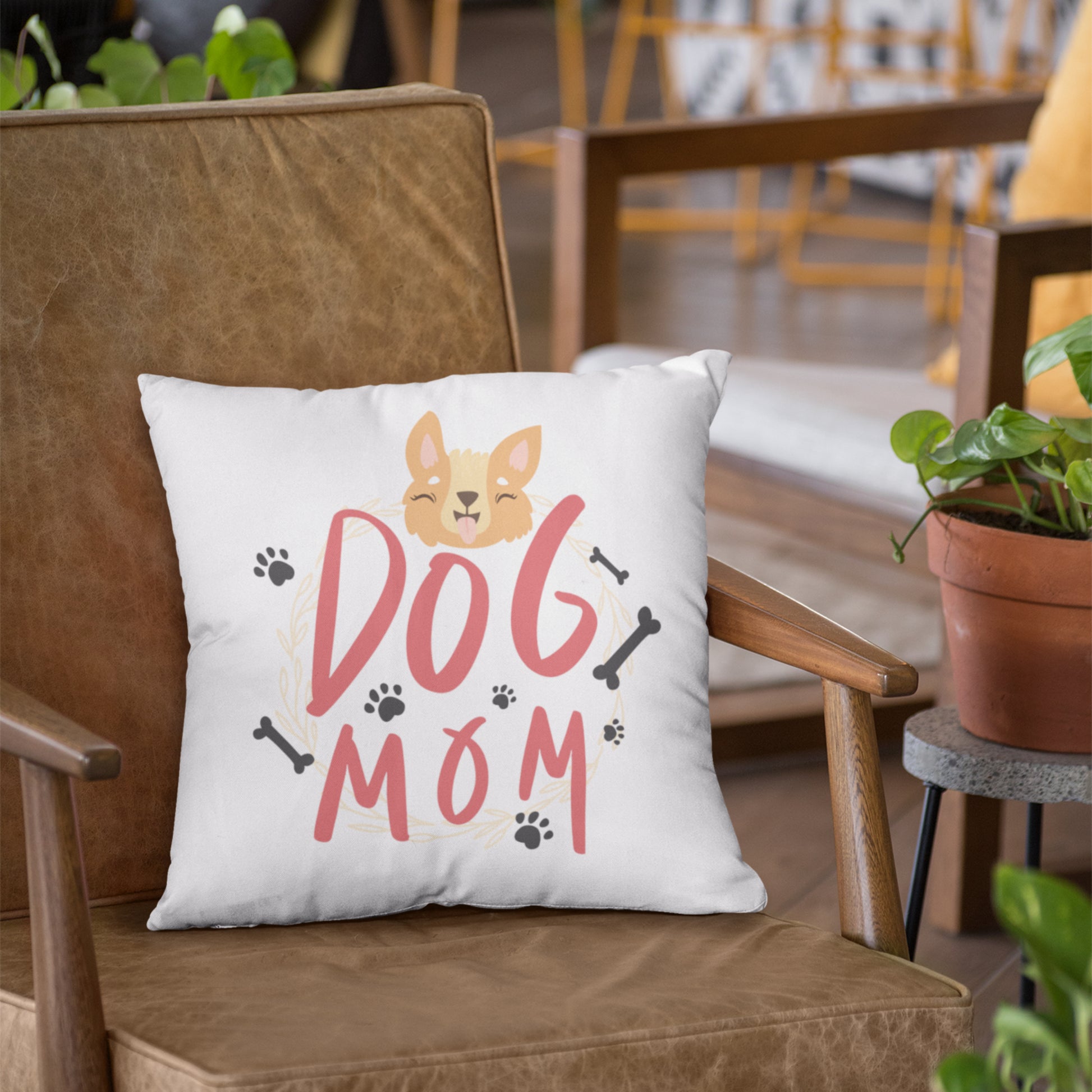 Dog Mom Pattern Throw Pillow