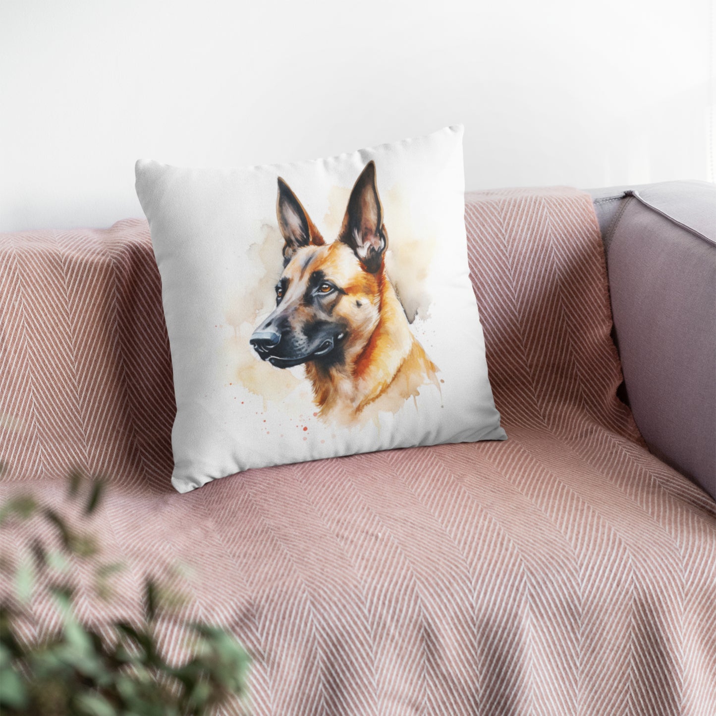 Trendy German Shepherd Illustration Decorative Cushion