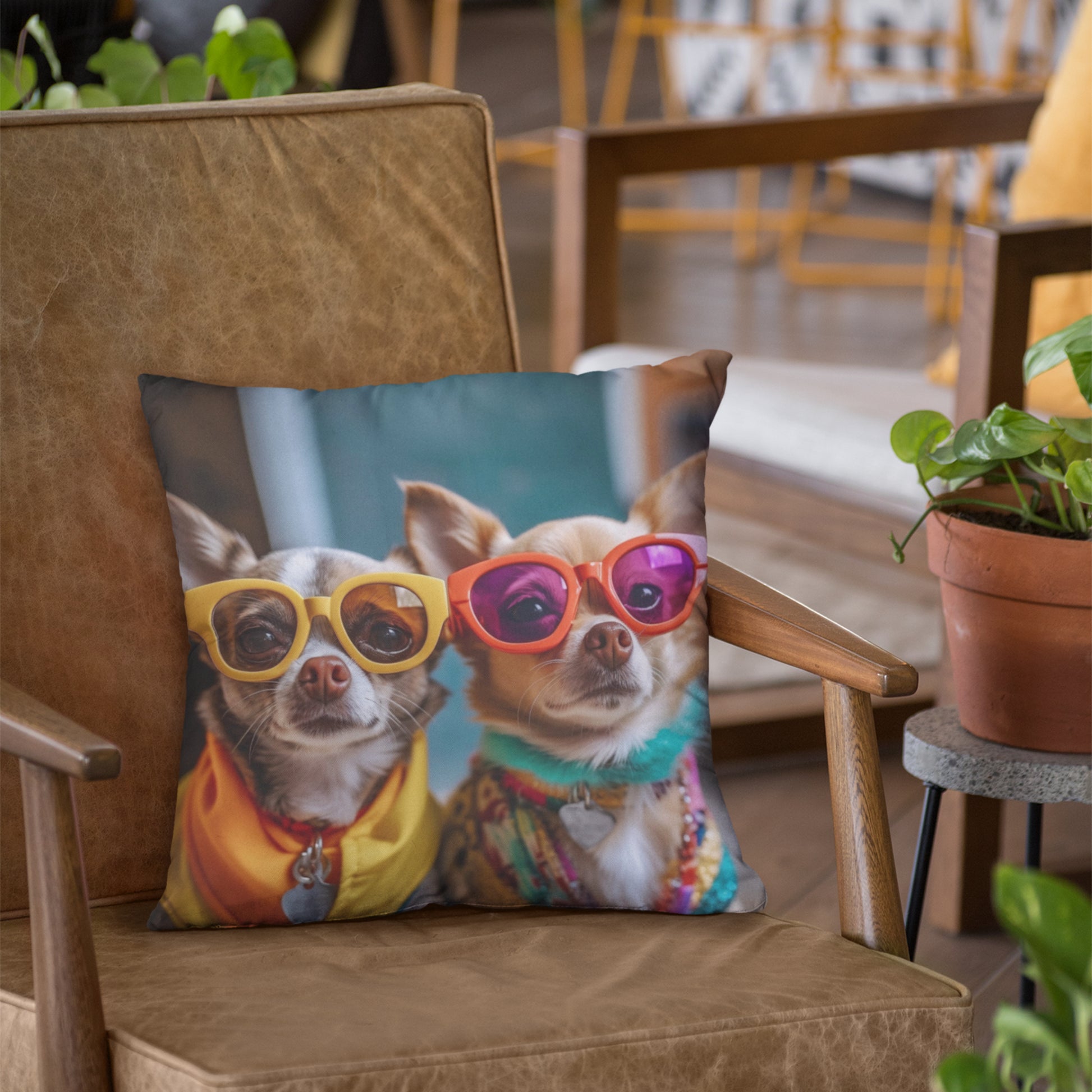 Fashionable Chihuahua Print Pillow