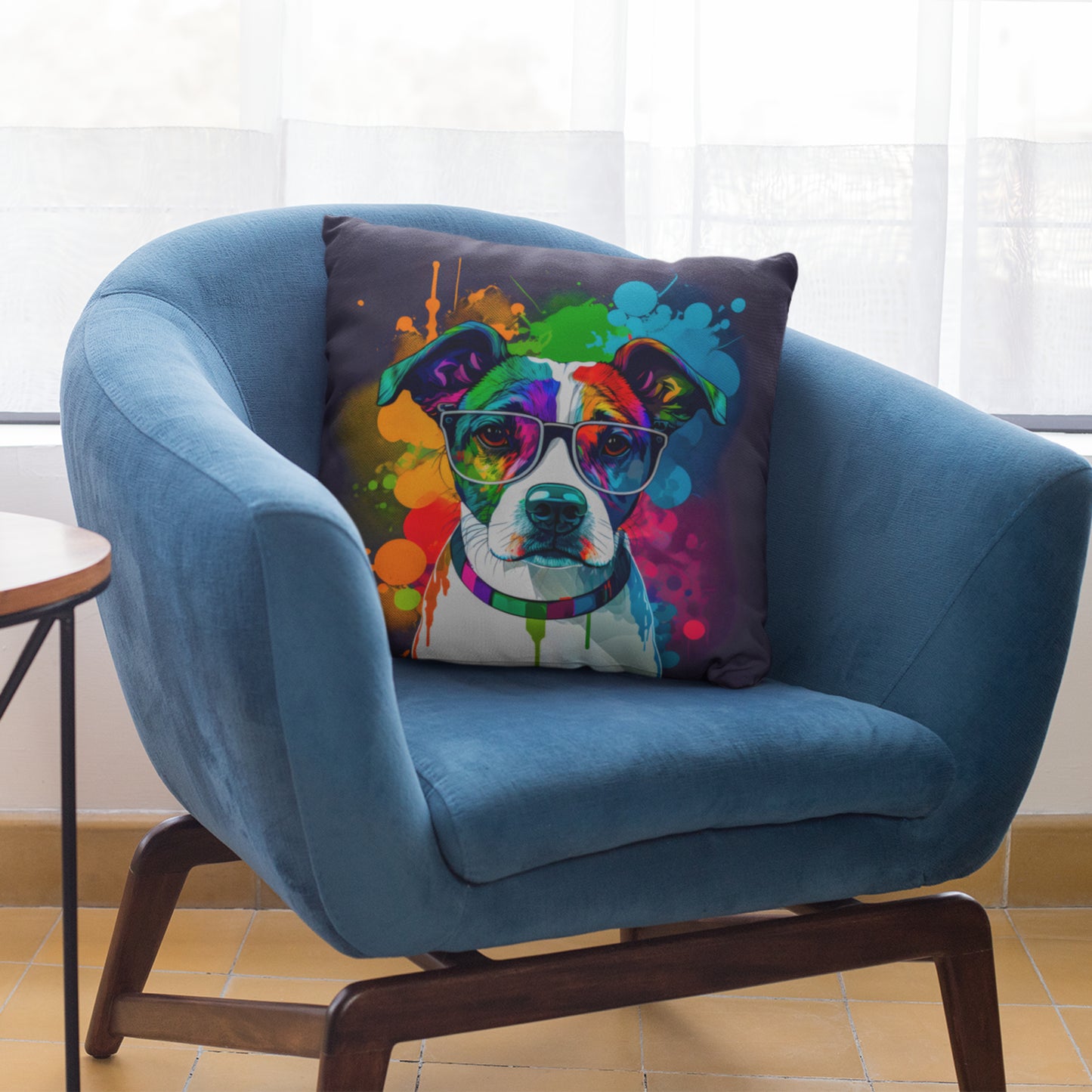 Unique Painting Dog Print Accent Pillow