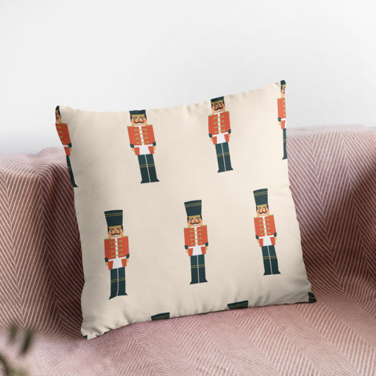Festive Nutcracker Pattern Christmas Throw Pillow Cushion