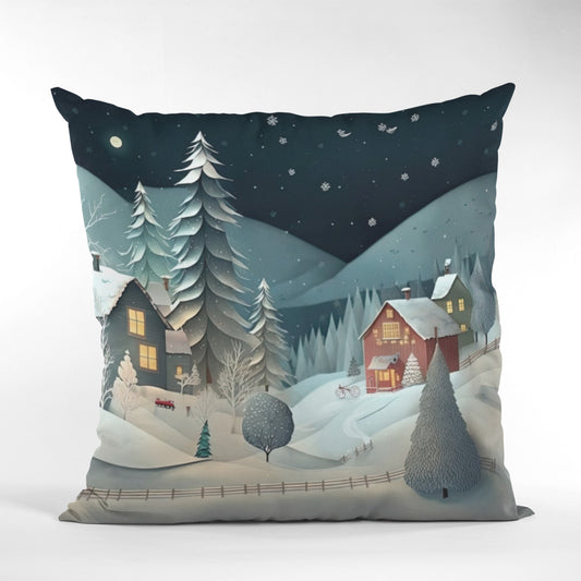 Charming Christmas Village Decorative Throw Pillow Cushion