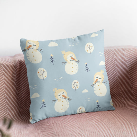 Festive Snowman Pattern Decorative Throw Pillow Cushion