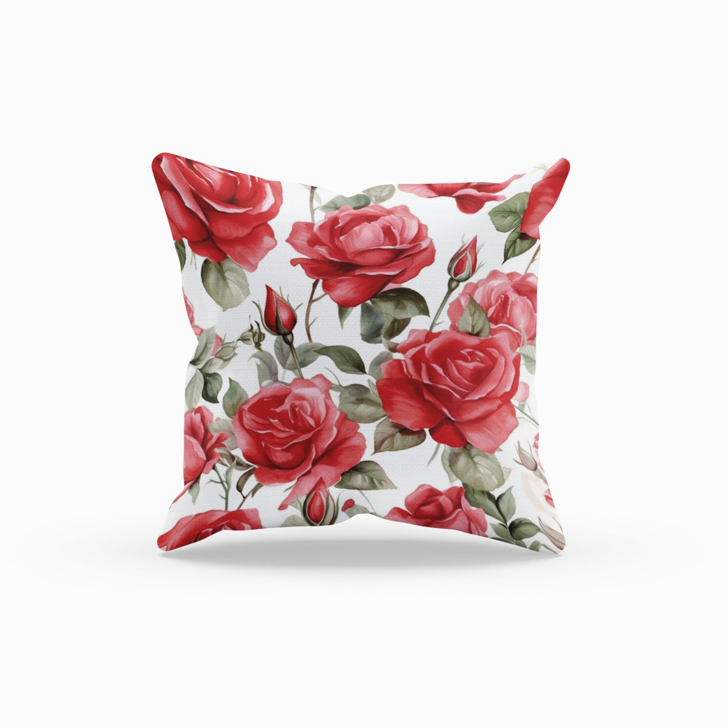 Stylish Printed Throw Pillow with Red Rose Design