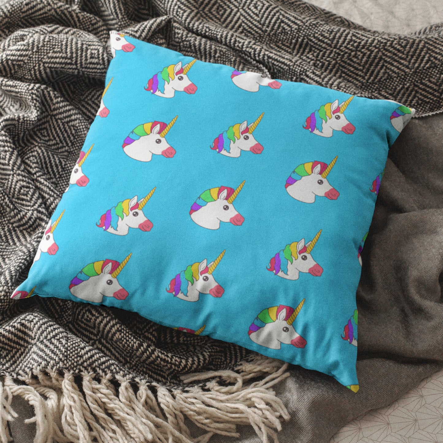 Unicorn Pattern Kids Throw Pillow