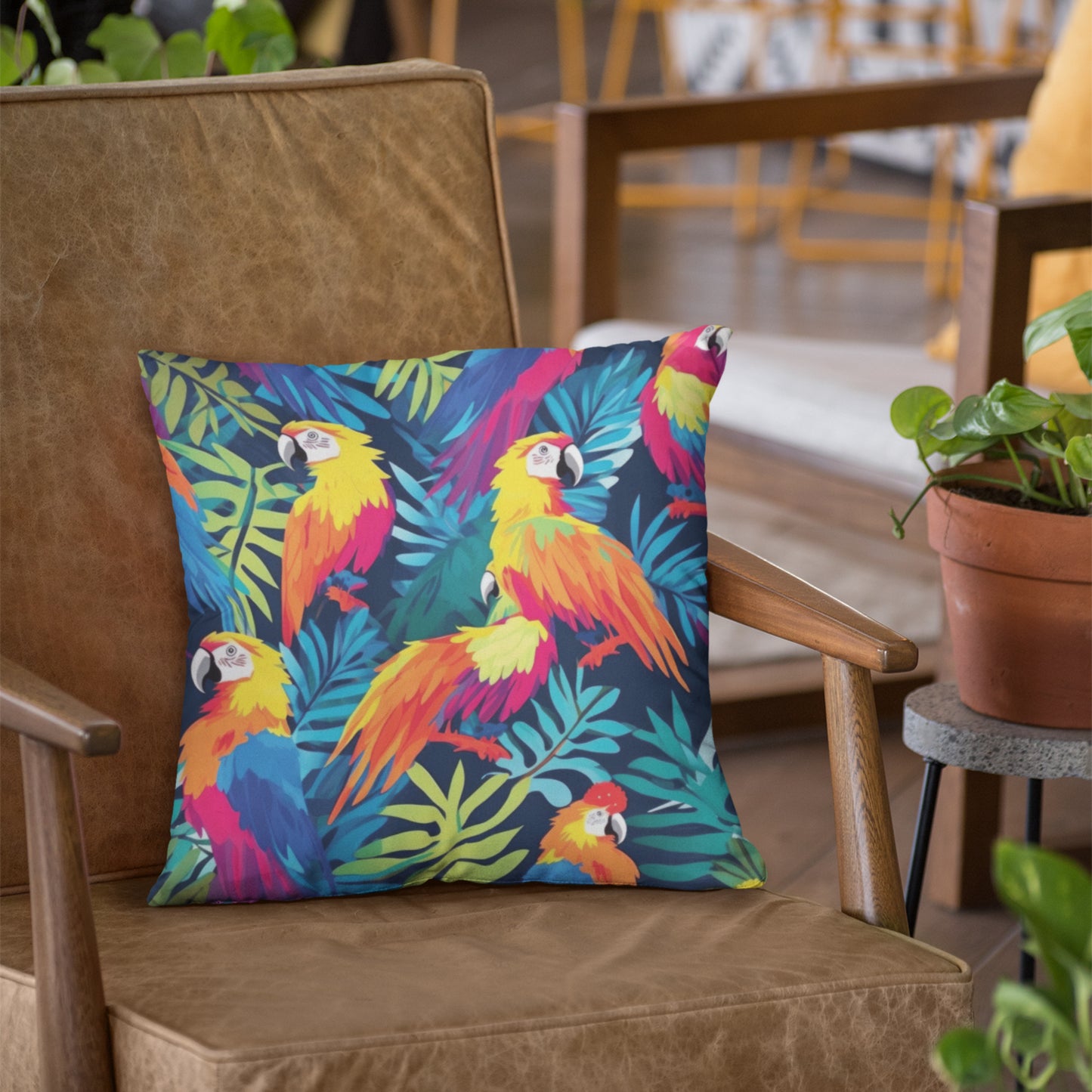Vibrant Parrots Pillow