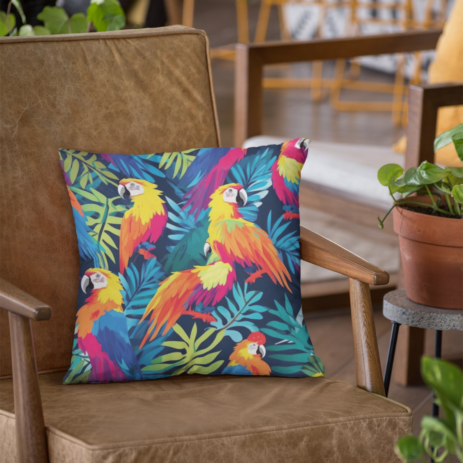 Vibrant Parrots Pillow