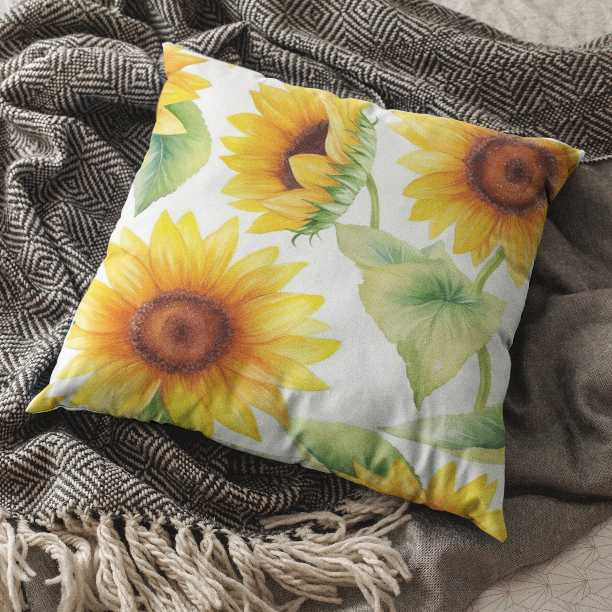Sunflower Printed Throw Pillow
