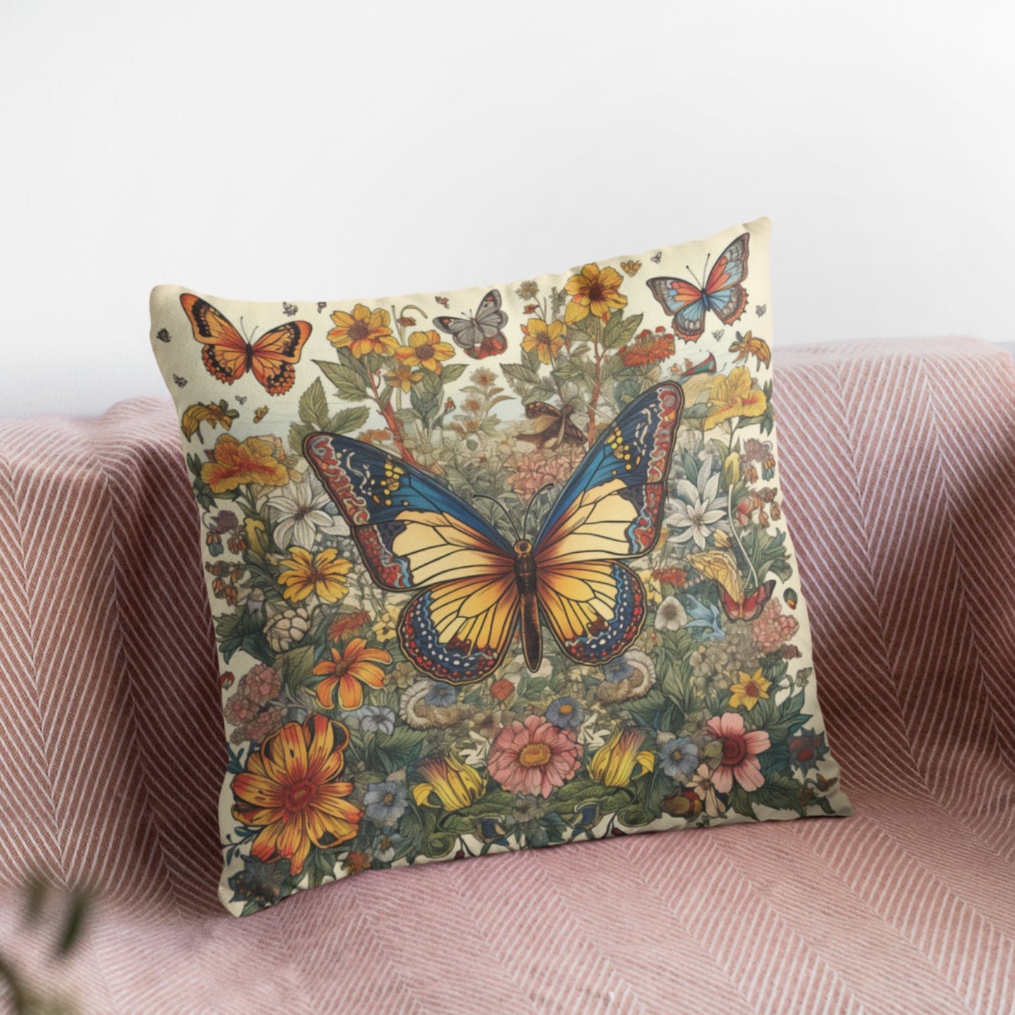 Bohemian Butterfly Pattern Throw Pillow