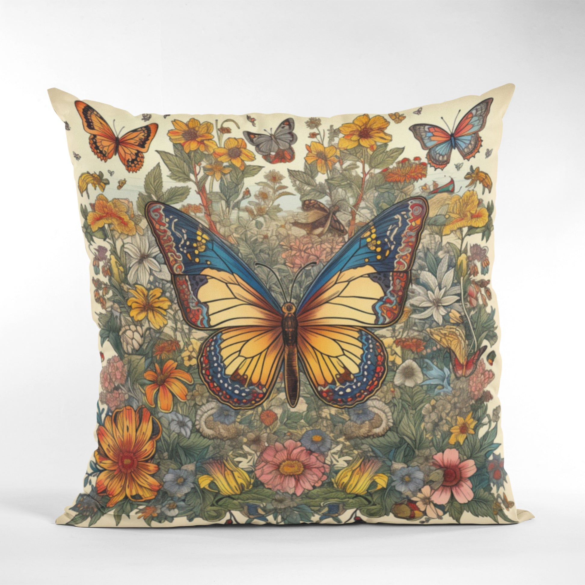 Delightful Bohemian Butterfly Accent Pillow