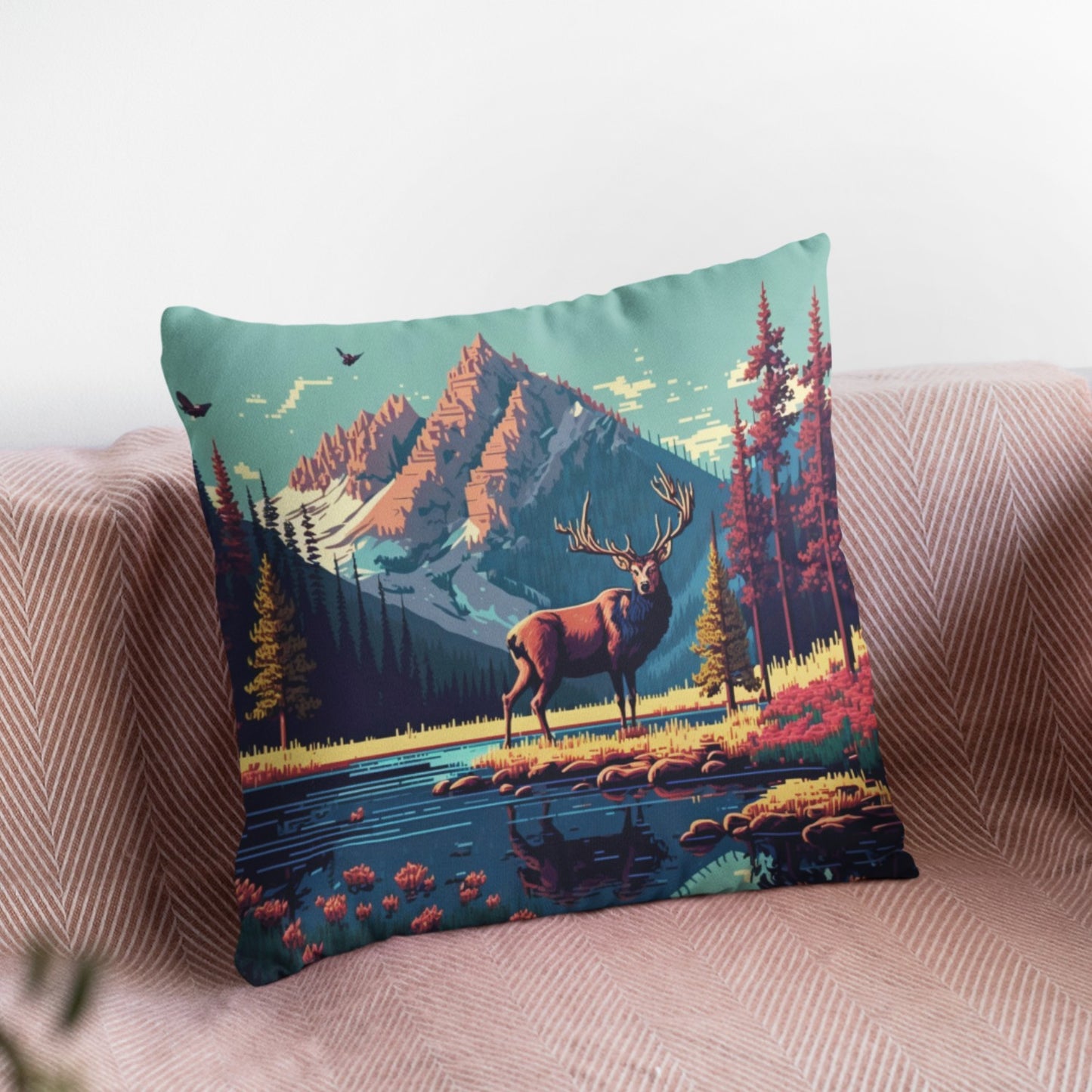 Nature-Inspired Reindeer Throw Pillow