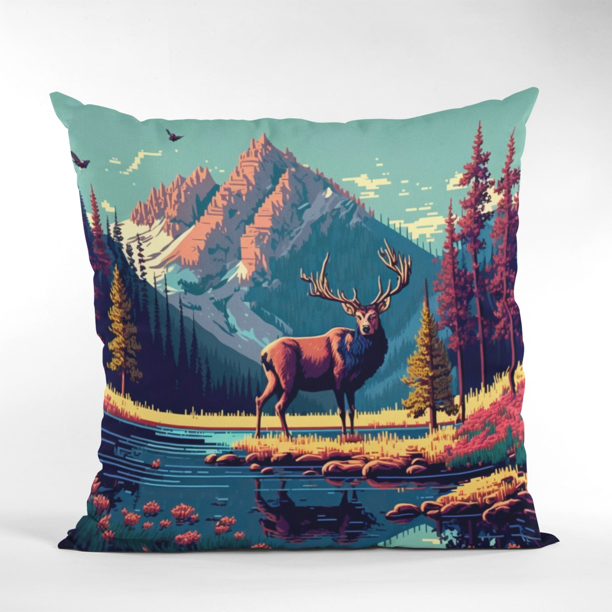 Scenic Reindeer Decorative Cushion