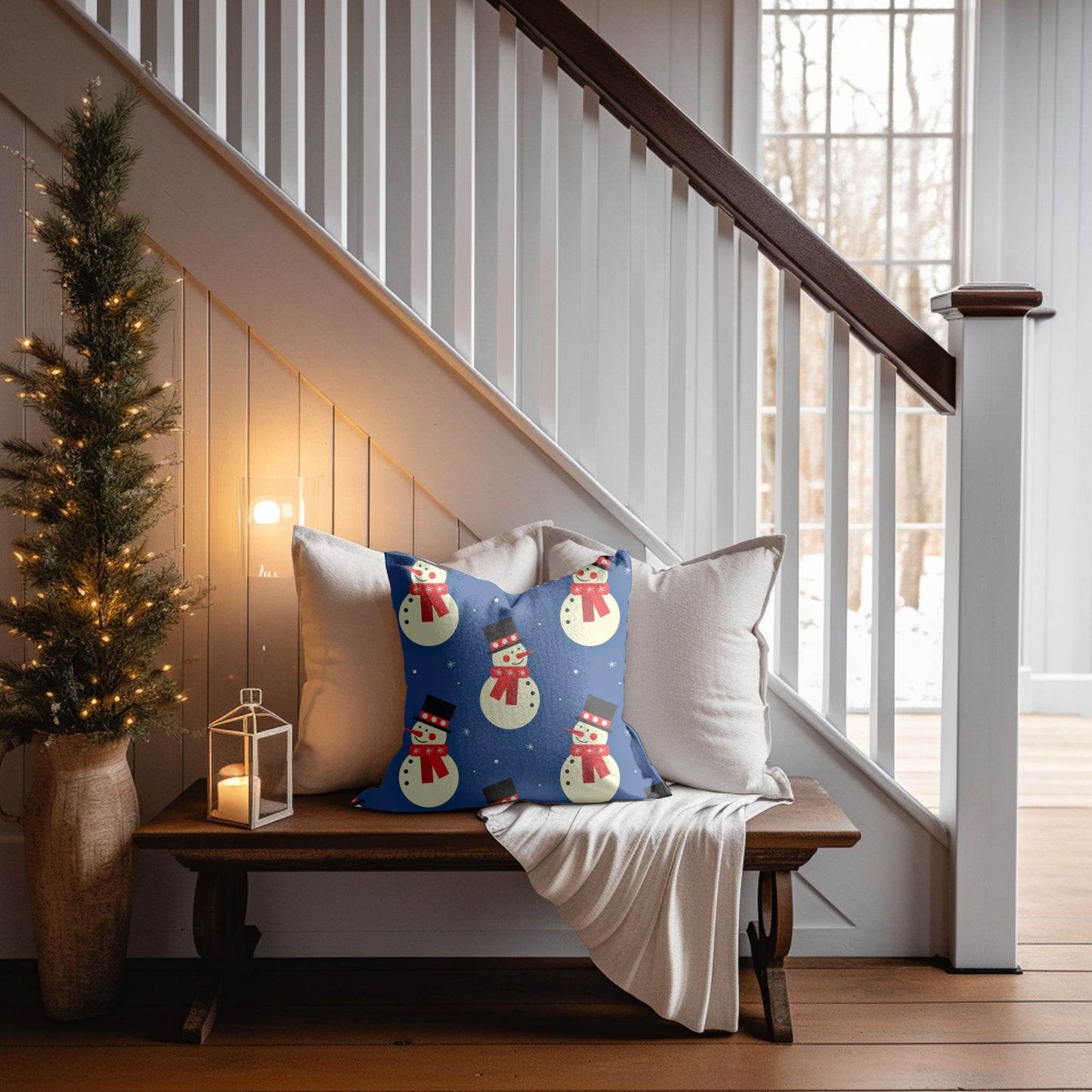 Snowman Happiness in a Decorative Pillow