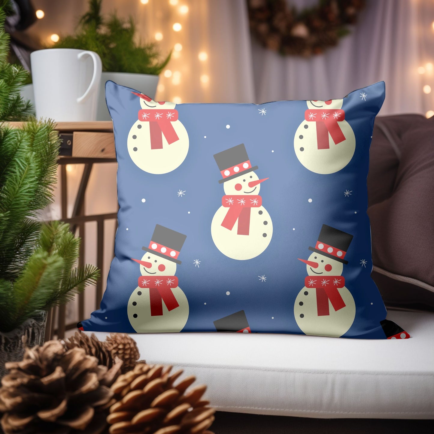 Cheerful Snowman Decorative Throw Pillow Cushion | Homeezone