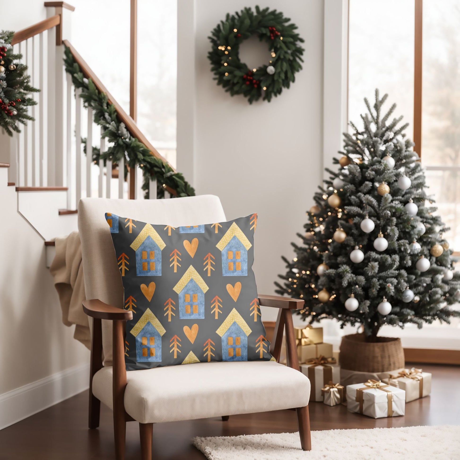 Cozy Living Room Decor with Christmas Home Pillow