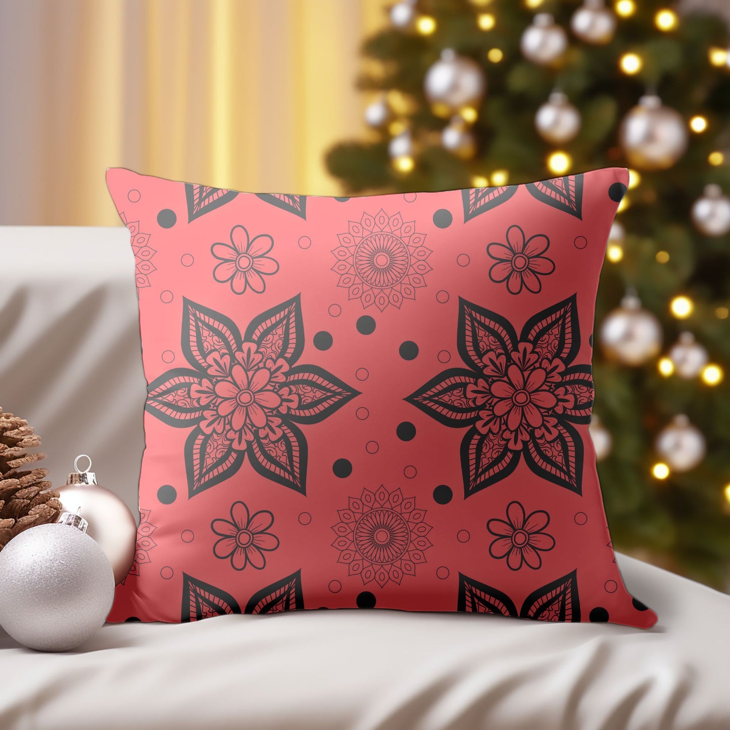 Charming Red Christmas Pillow with Santa Claus Design