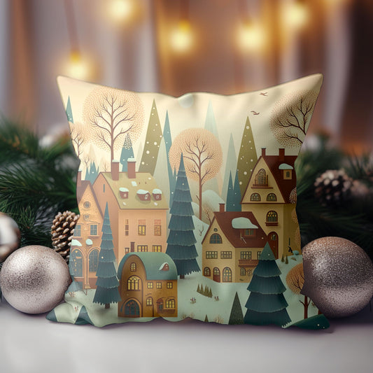 Christmas Village Throw Pillow