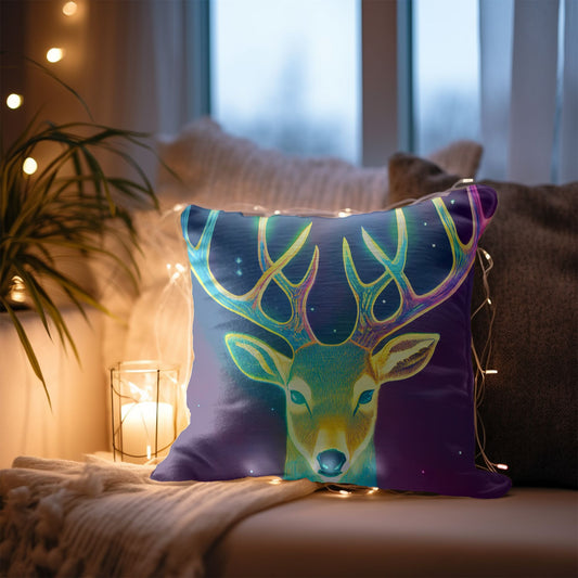 Colorful Reindeer Pattern Cushion Cover - Front View