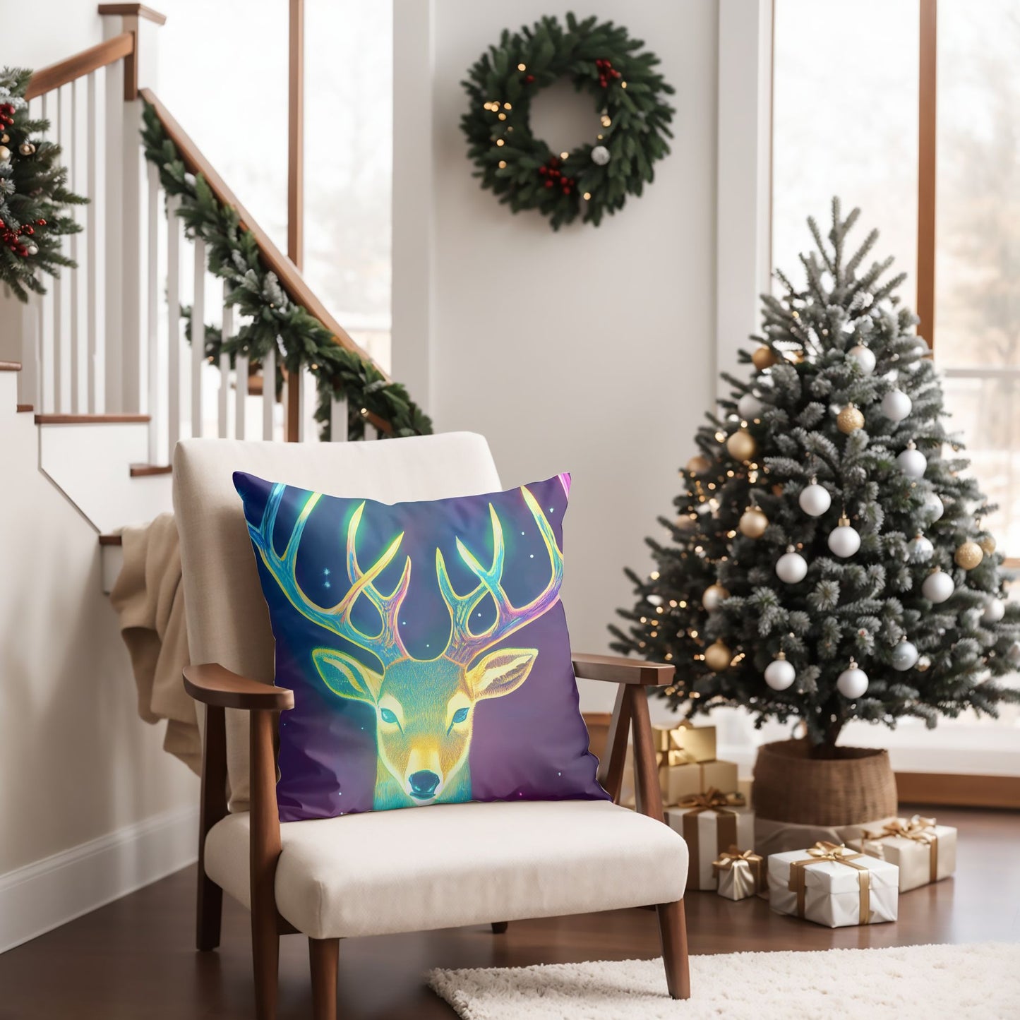 Decorative Christmas Reindeer Cushion Cover in Various Colors