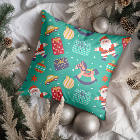 Green Kids' Room Christmas Throw Pillow - Front View