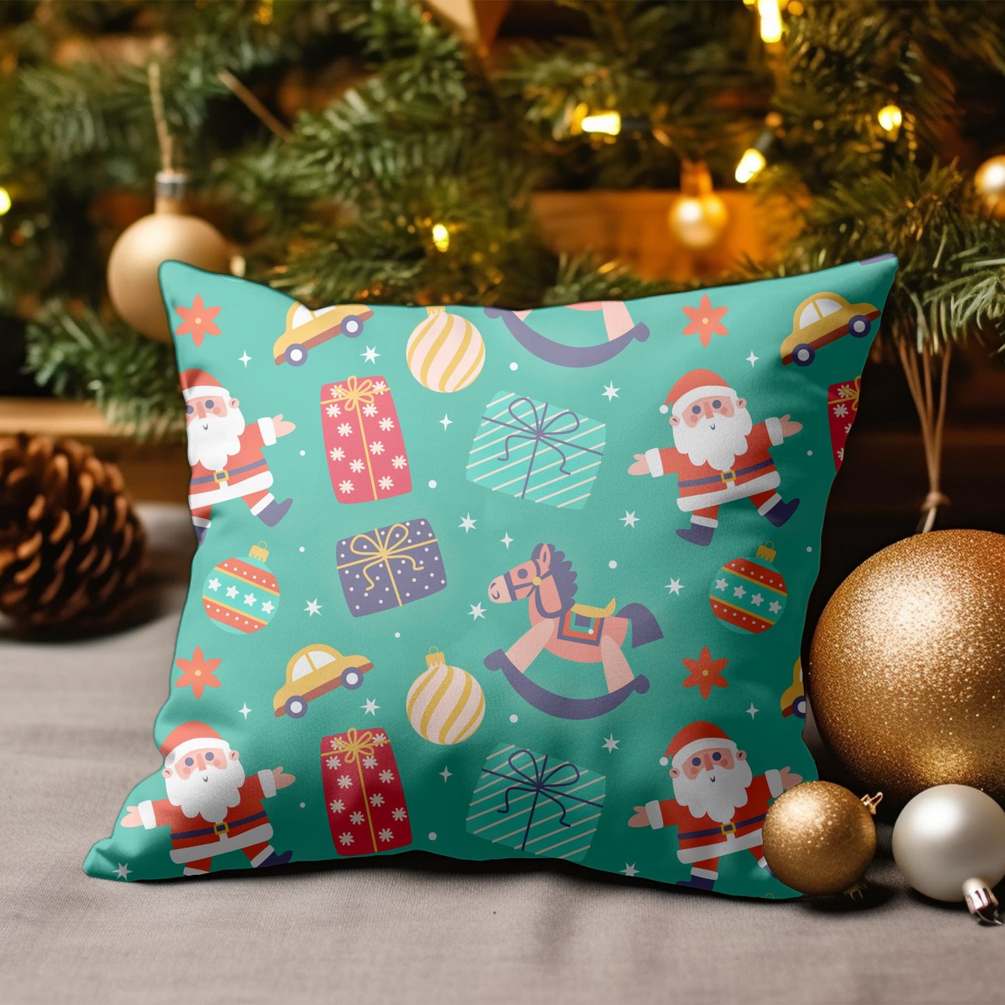 Christmas Throw Pillow with Fun Kids' Room Design