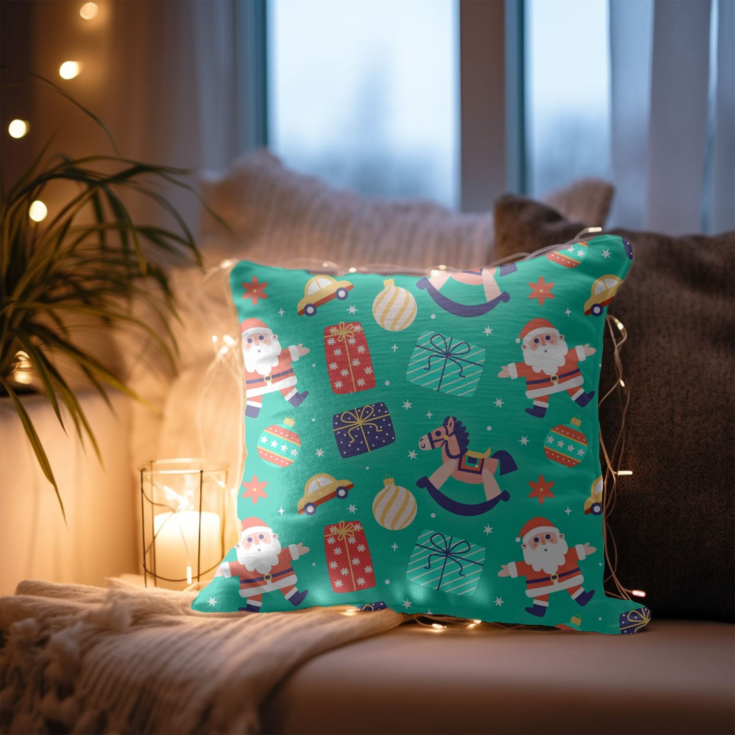 High-Quality Green Throw Pillow for Children's Christmas Decor