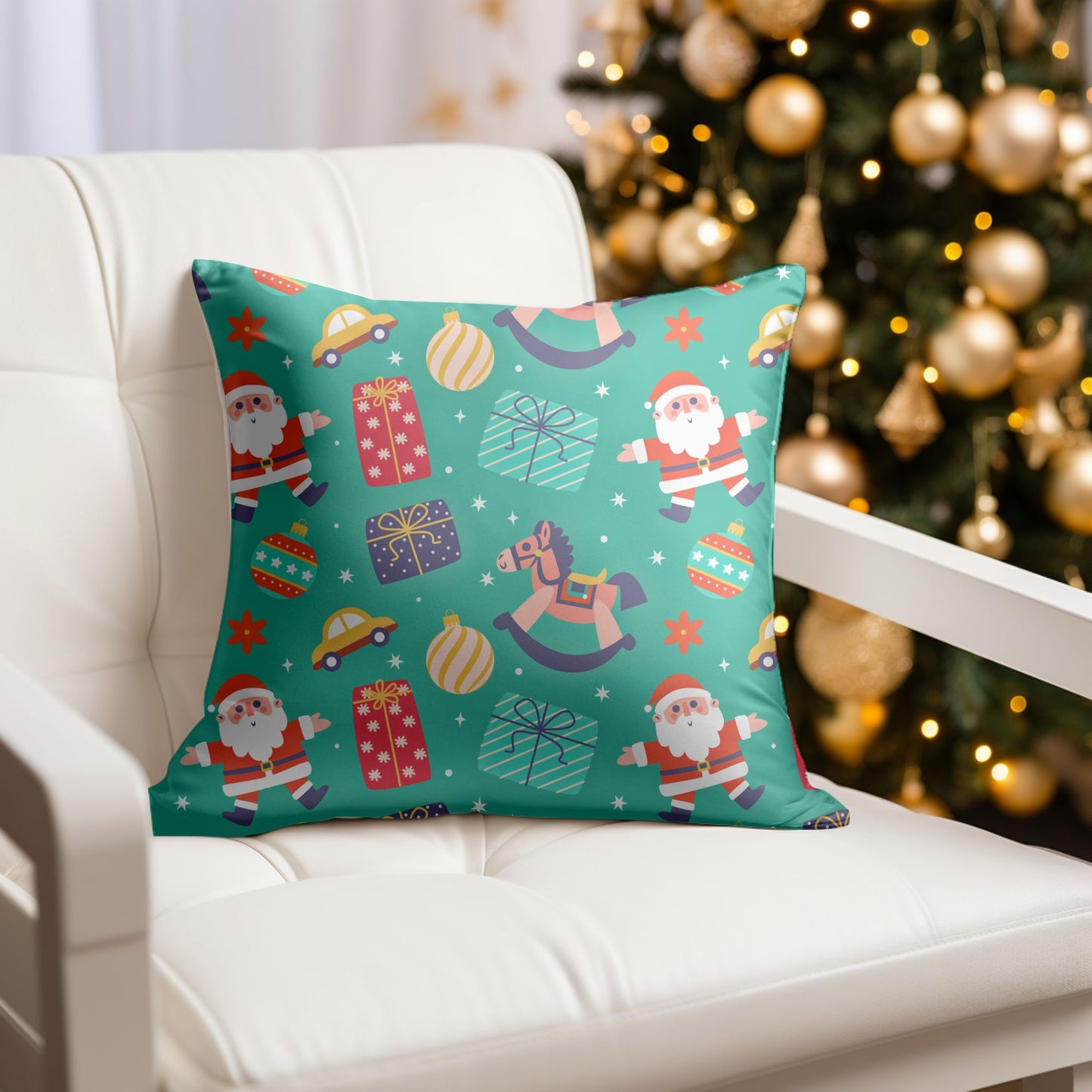 Green Christmas Throw Pillow for Children's Festive Decor