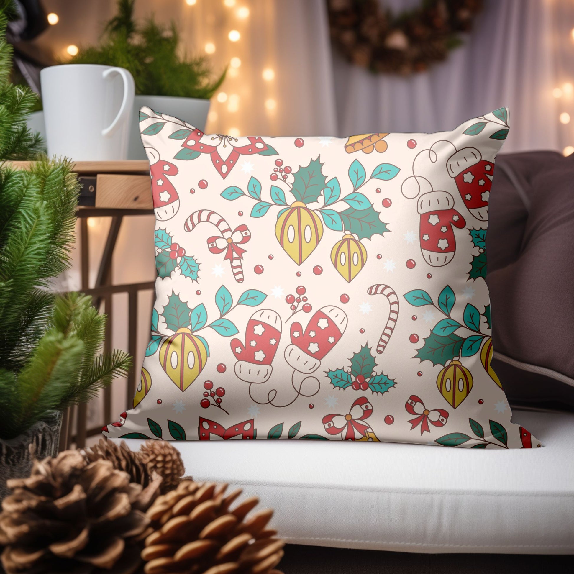 Holiday Theme Pillow with 'Joy' Design