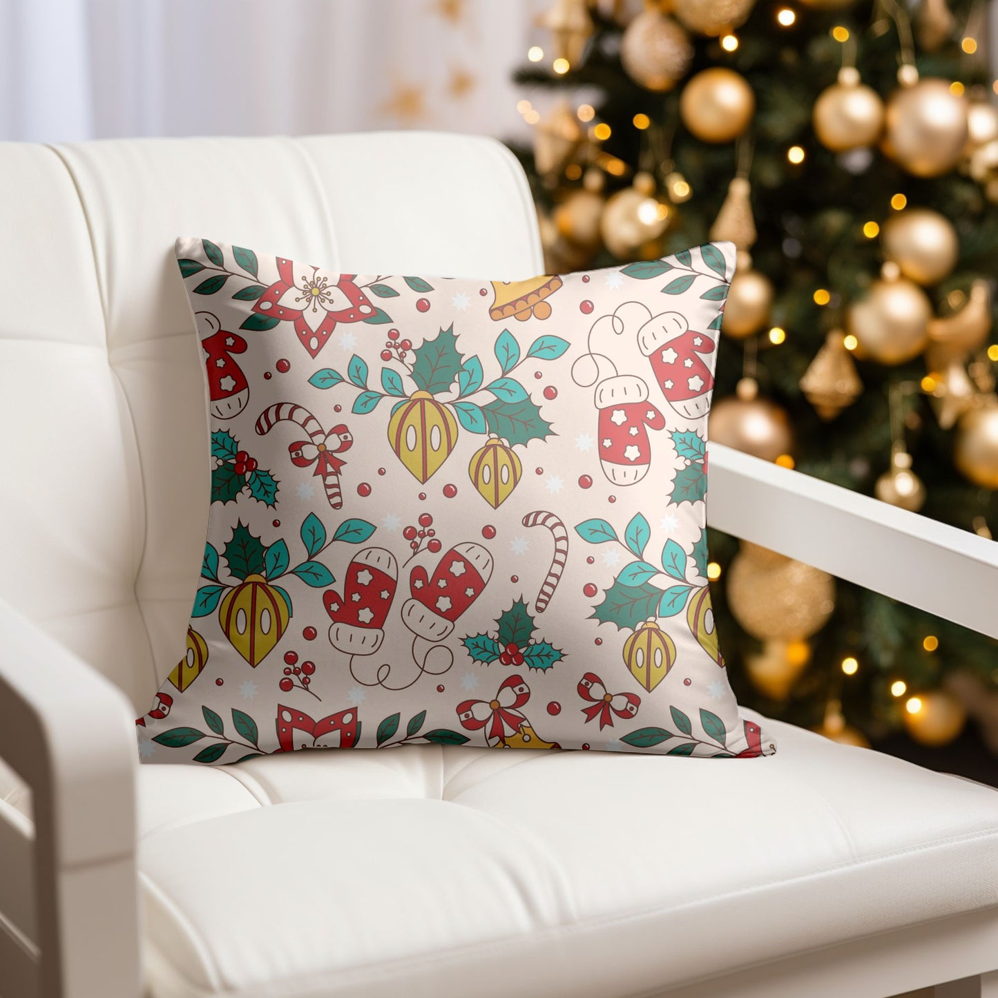 Red and Green Christmas Throw Pillow for Cheerful Decor