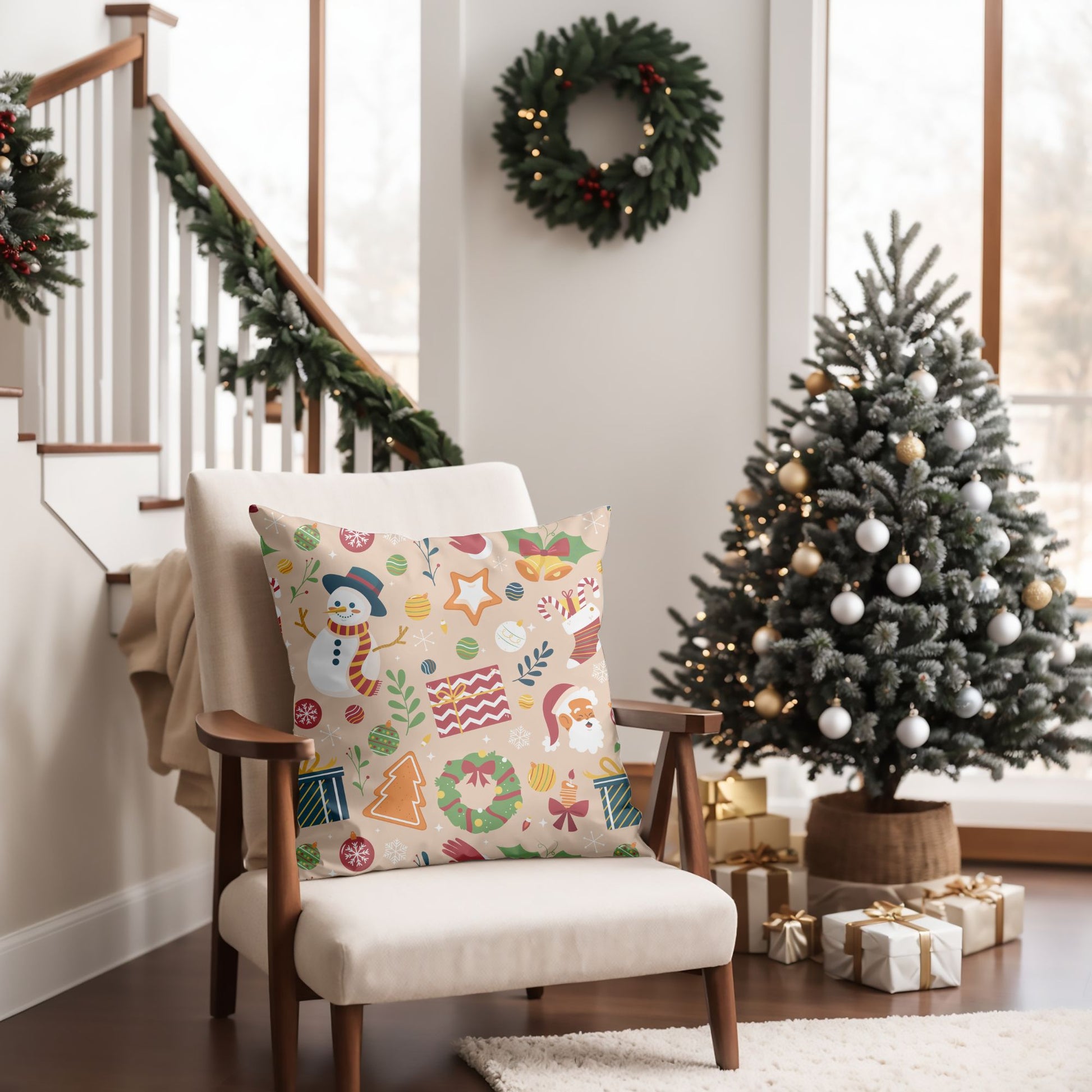 Tartan Pattern Christmas Cushion Cover for Classic Decor